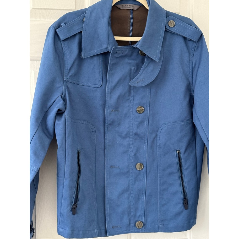 Zara Man Superman Blue Size Men's XL Trench Coat